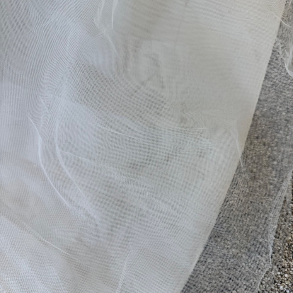 Davids Bridal Lace Tulle A-Line Wedding Dress Bead Sash WG3711 White Ivory - Picture 13 of 16